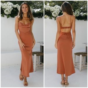 Hello Molly GIVE IT TO ME MIDI DRESS ORANGE Womens XS